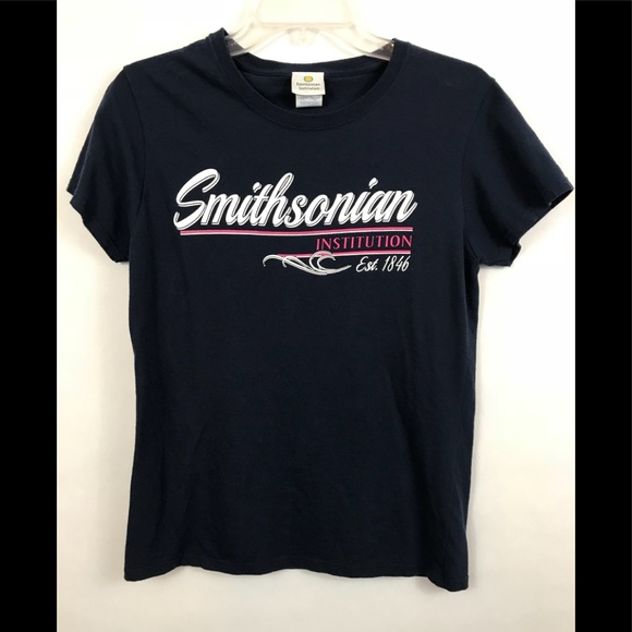 Smithsonian Womens Shirt Size Medium M Blue Short Sleeve Tee Cotton Shirt - Picture 1 of 4